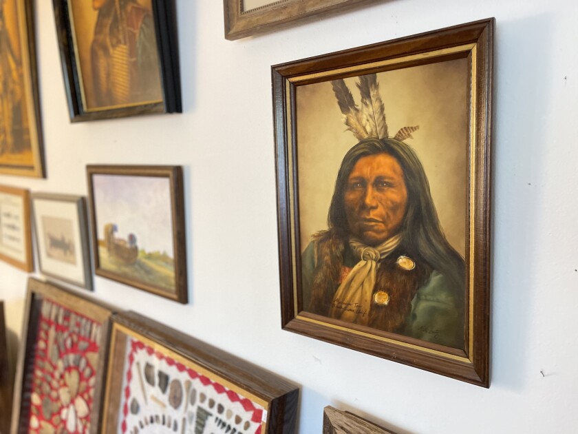 Original oil paintings of Native Americans are featured.