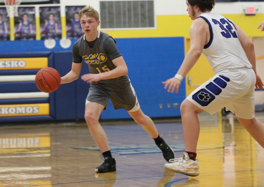 Dalton Spindler dribbles the ball