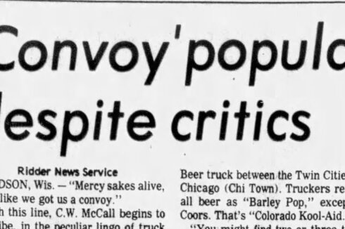 a historical newspaper article about the song 'convoy'