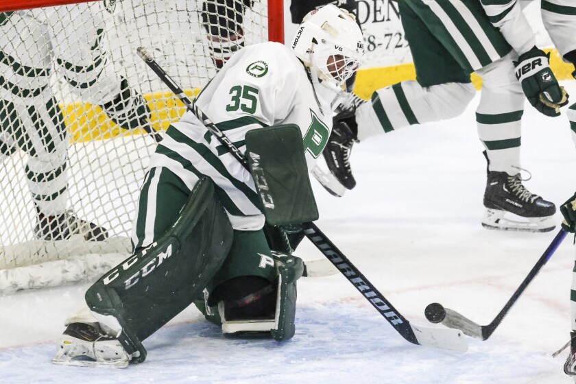 high school boys play hockey