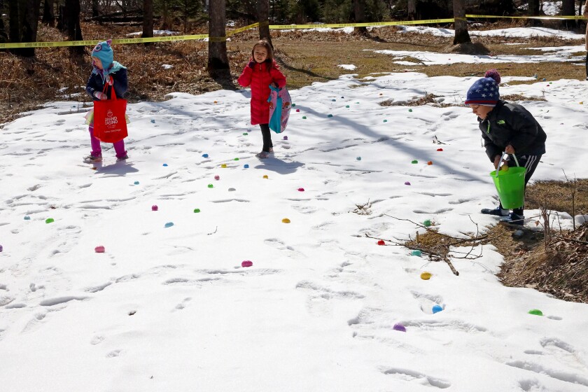 Families enjoy the Annual Lake Shore Easter Egg Hunt Saturday, April 17, 2022, at Fritz Loven Park.