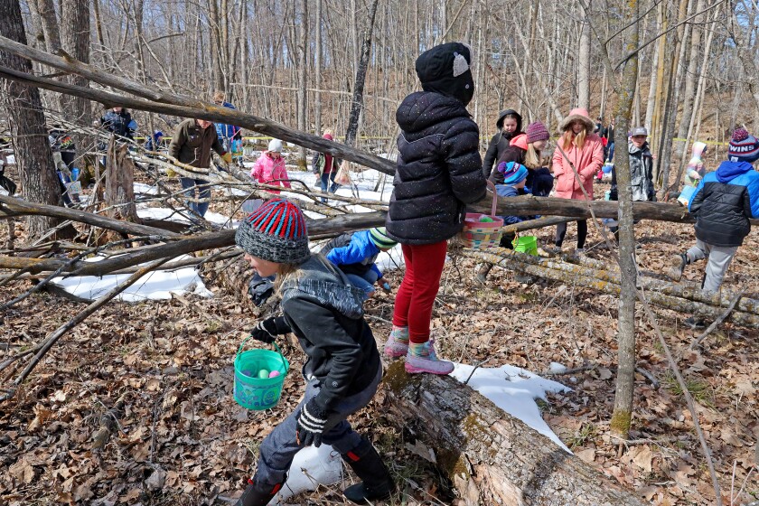 Families enjoy the Annual Lake Shore Easter Egg Hunt Saturday, April 17, 2022, at Fritz Loven Park.