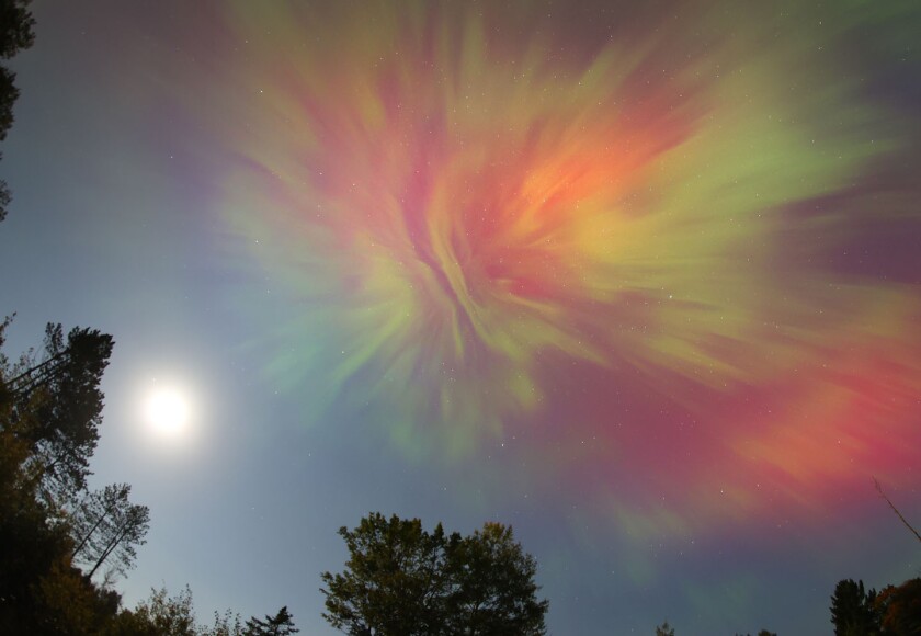 Full moon and aurora