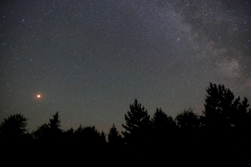Eclipsed moon and stars
