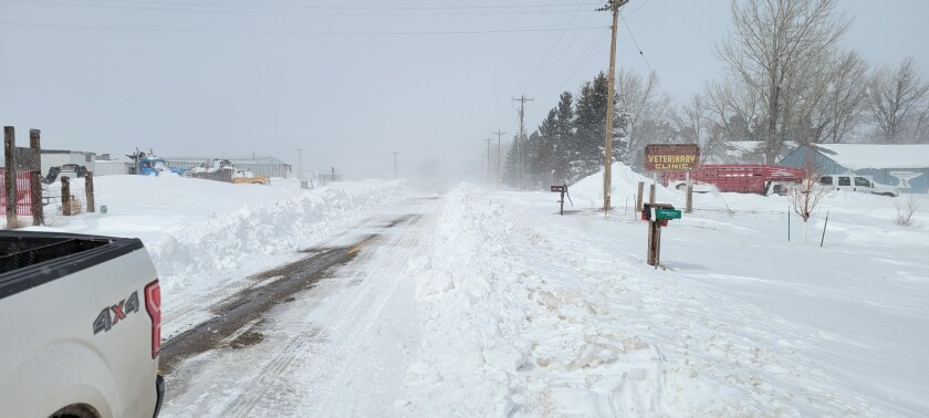 A look at one of the heavily snow-covered roads within the city of Dickinson during the historic three-day April blizzard.