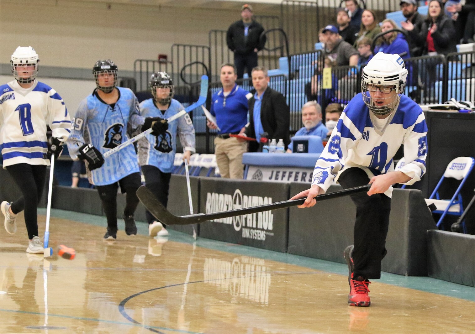 Brainerd vs Dakota United Saturday, March 19, 2022, during the adapted floor hockey state championship game at Bloomington Jefferson High School.
