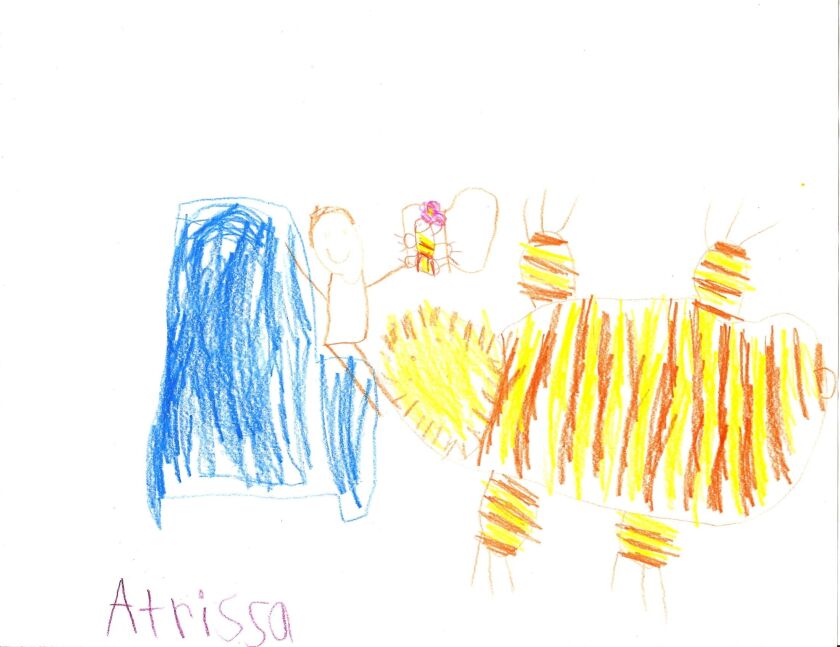 An illustration of "Read to Tiger" drawn by Atrissa Gorovhi