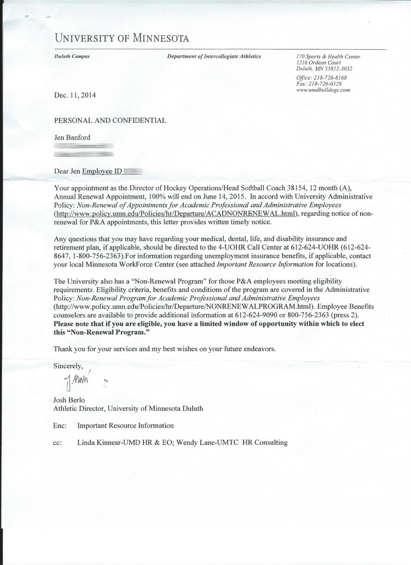 Jen Banford Non-Renewals Letter