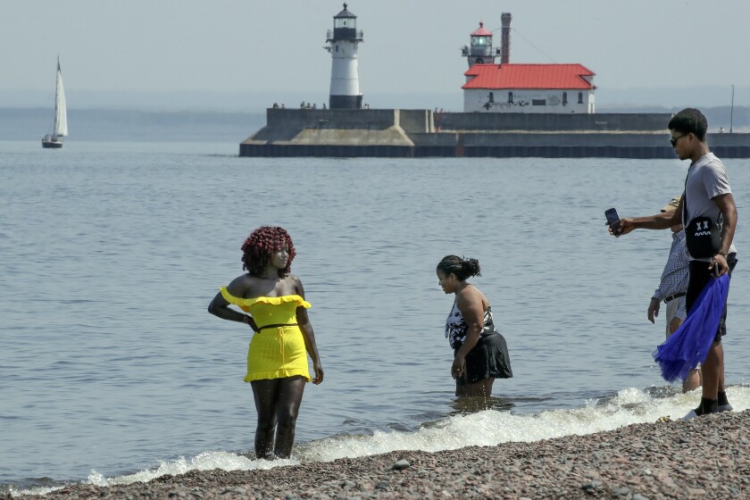 People by Lake Superior