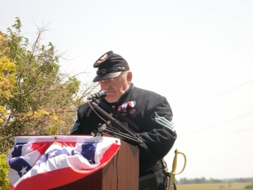 James Johnson in a Union soldier uniform typical of the American Civil War.