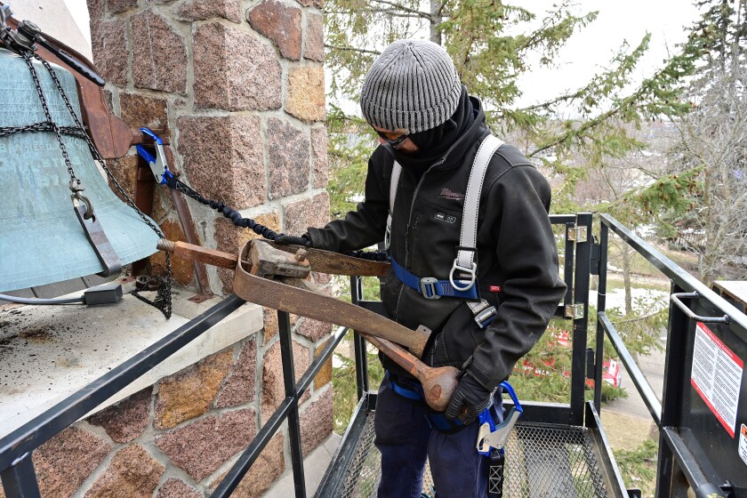 Repair work is being done on the St. Paul's Episcopal Church bell.