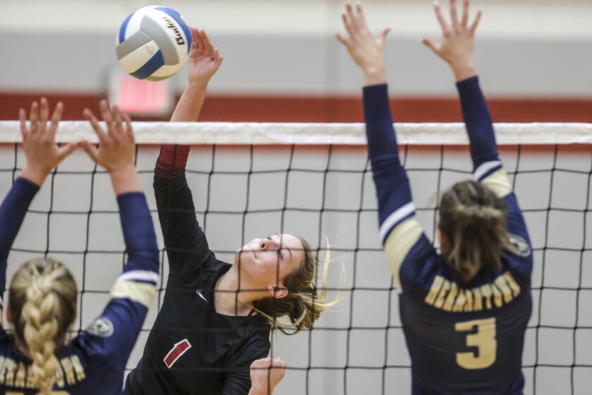 High school girls volleyball match