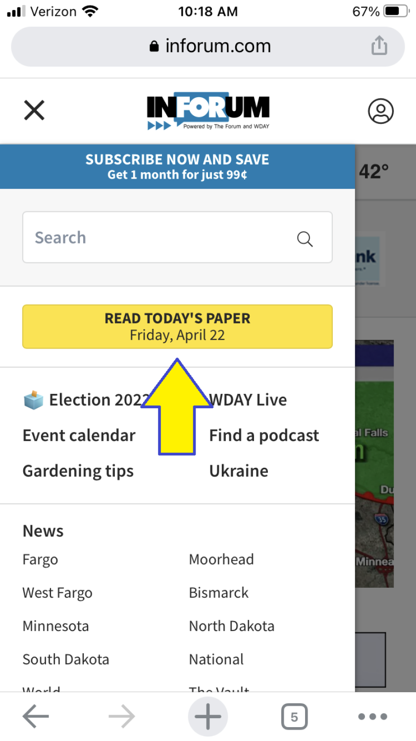 Tap the button to begin reading your e-paper.