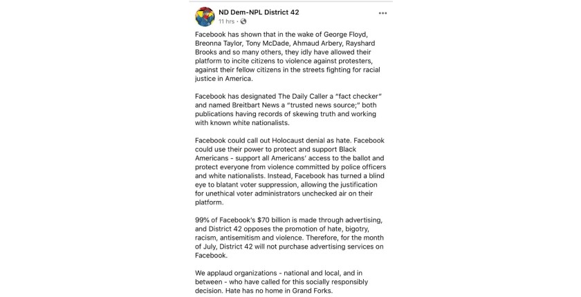 EMBED: District 42 ND Dem-NPL Facebook pledge