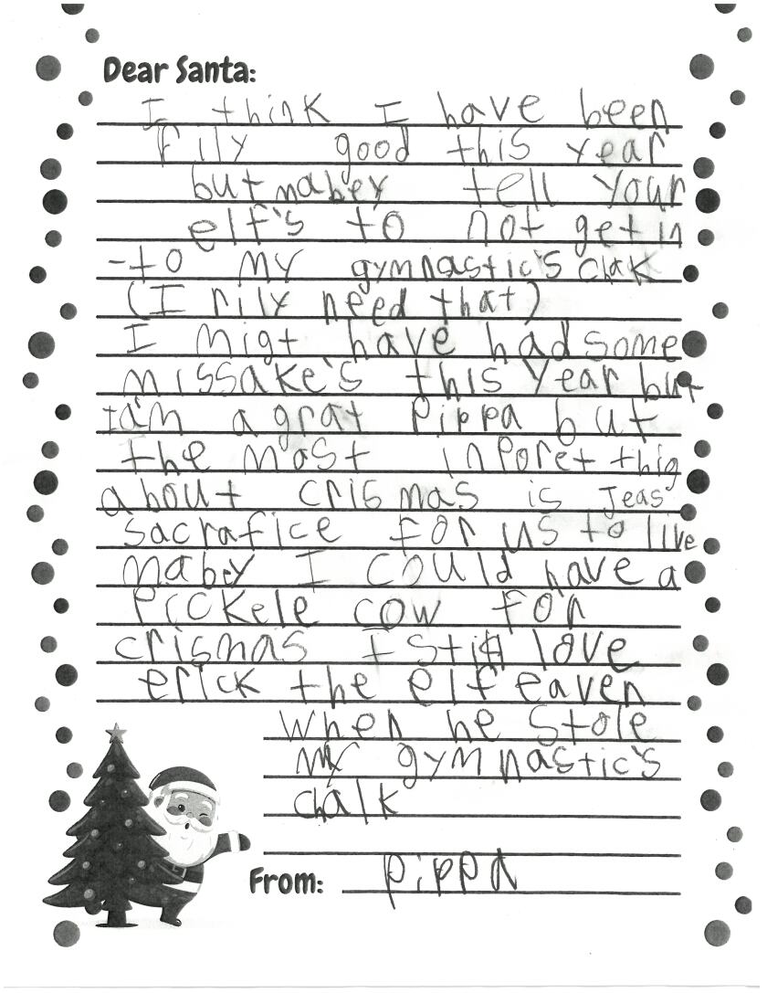 Letters to Santa: Mrs. Bender's second grade class at Baxter Elementary ...