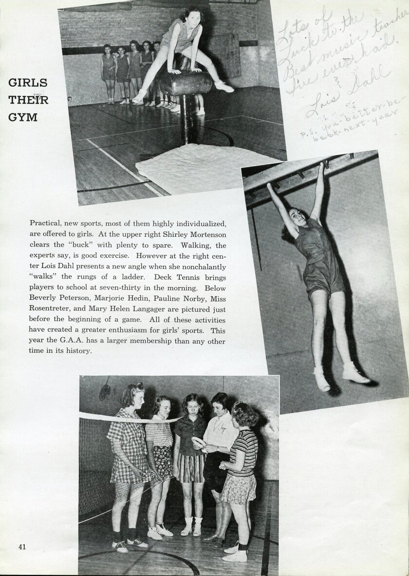 Girls yearbook page