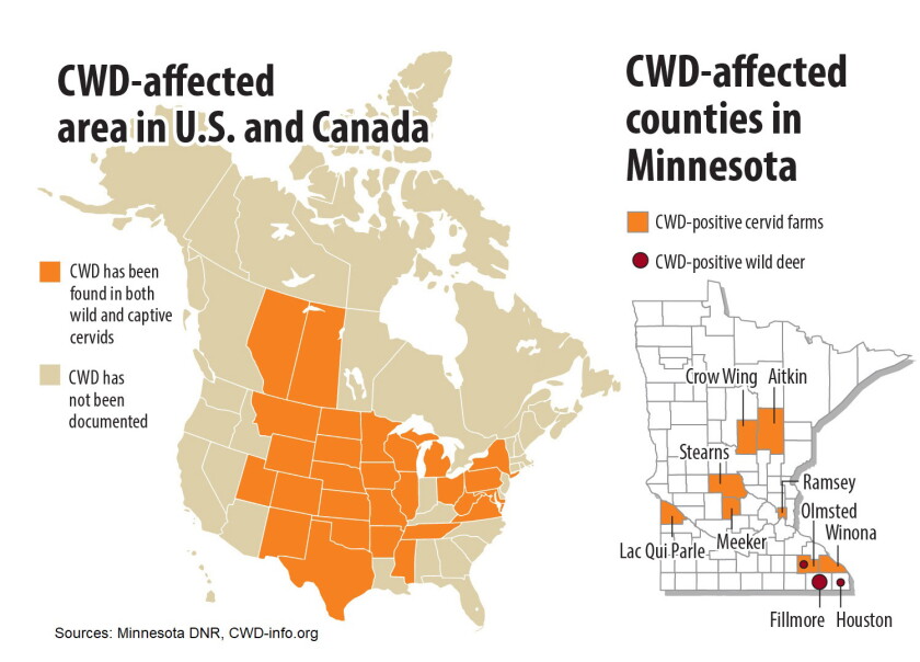 Cwd Us Map Chronic wasting disease a growing threat to deer herds