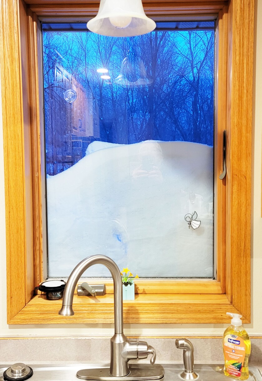 Snow outside window