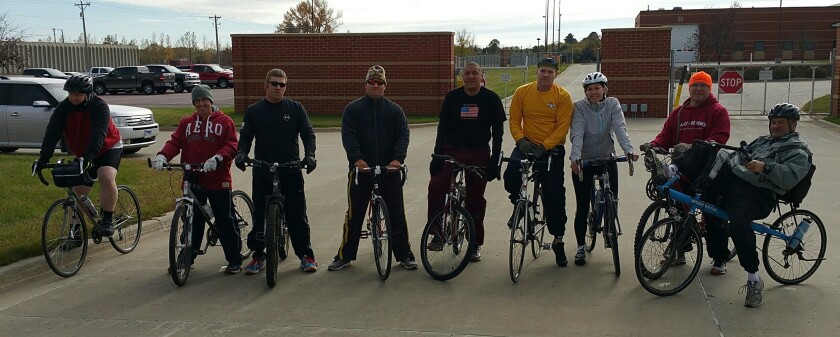Bicyclists who participated in Operation Angel Tree last week were, Eric Miller, Dan Mehlhaff, Chris Murray, Jason Mueller, Marcus Martin, Marty Myers, Sara Schoenfelder, Russel Young and Dan Harrington. (Photo courtesy of Chuck Eilts)
