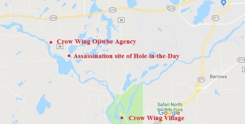 Chief Hole-in-the-Day the Younger assassination site on map