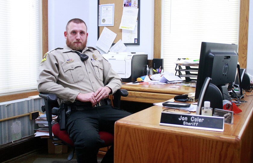 Douglas County Sheriff Jon Coler sits in his office Saturday afternoon at the Douglas County Courthouse in Armour. (Caitlynn Peetz/Republic)