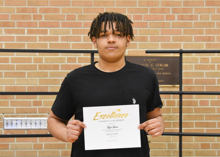 Worthington High School student Teyel Lowe was given the Pathway to Prosperity Award at the Worthington High School Awards Ceremony on Wednesday, May 25, 2022.