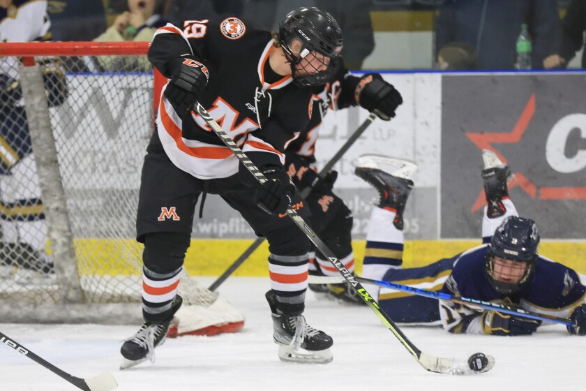 high school boys play hockey