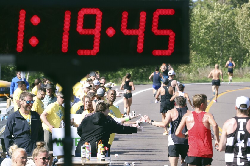 Near the midpoint of Grandma's Marathon.