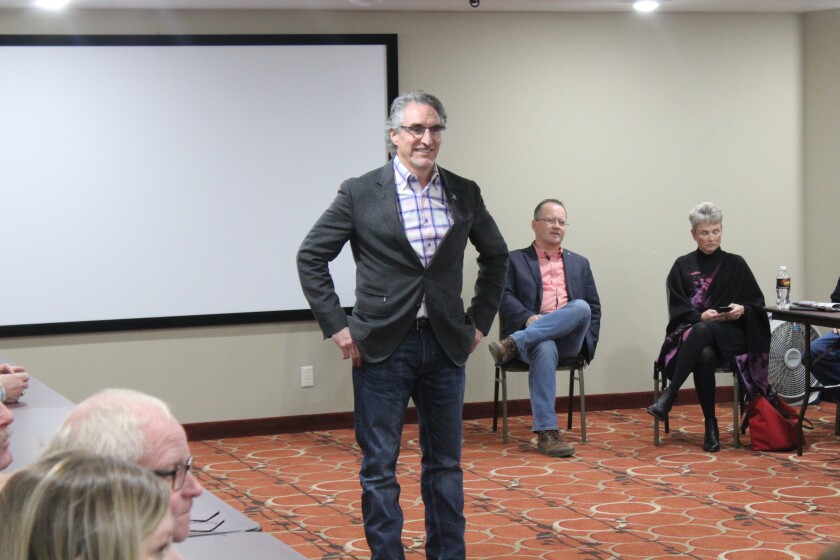 Governor Burgum met with a few dozen community leaders at the Bowman Lodge and Convention Center on Thursday afternoon. (Grady McGregor / The Dickinson Press)