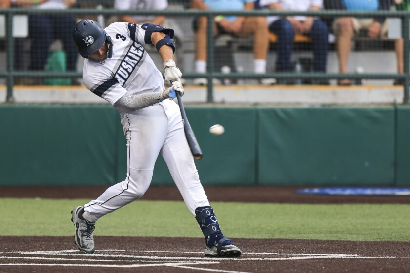 college men play baseball