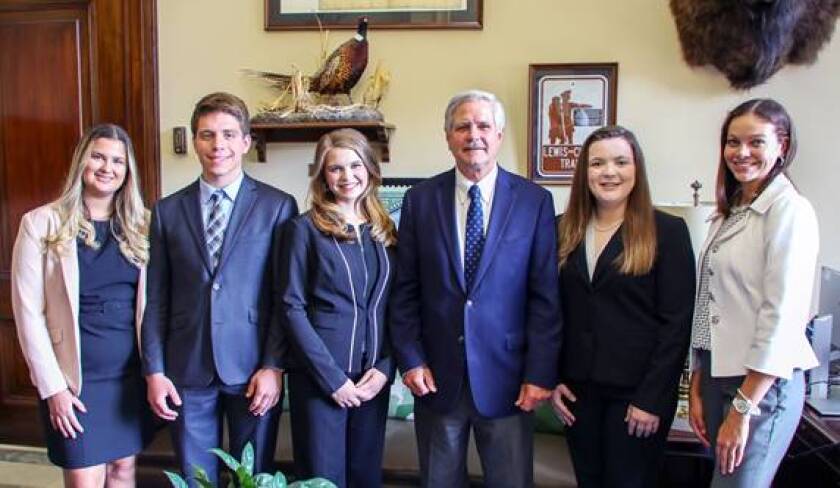 Sara Ziegler, Jack Mehus, Natalia Brama, Senator Hoeven, Ashley Johnson and Quinn Wrigley.