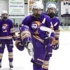 high school boys play ice hockey