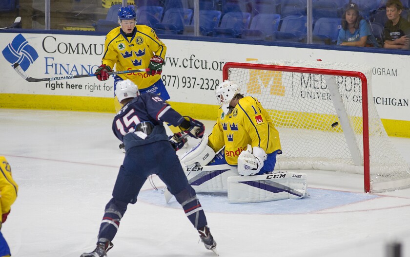Minnesota Duluth forward Riley Tufte, who will be a sophomore in the fall, took part this week in the 2017 World Junior Summer Showcase at USA Hockey Arena in Plymouth, Mich. Photo courtesy of USA Hockey