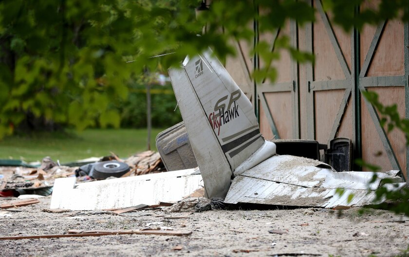 A portion of an airplane after a crash